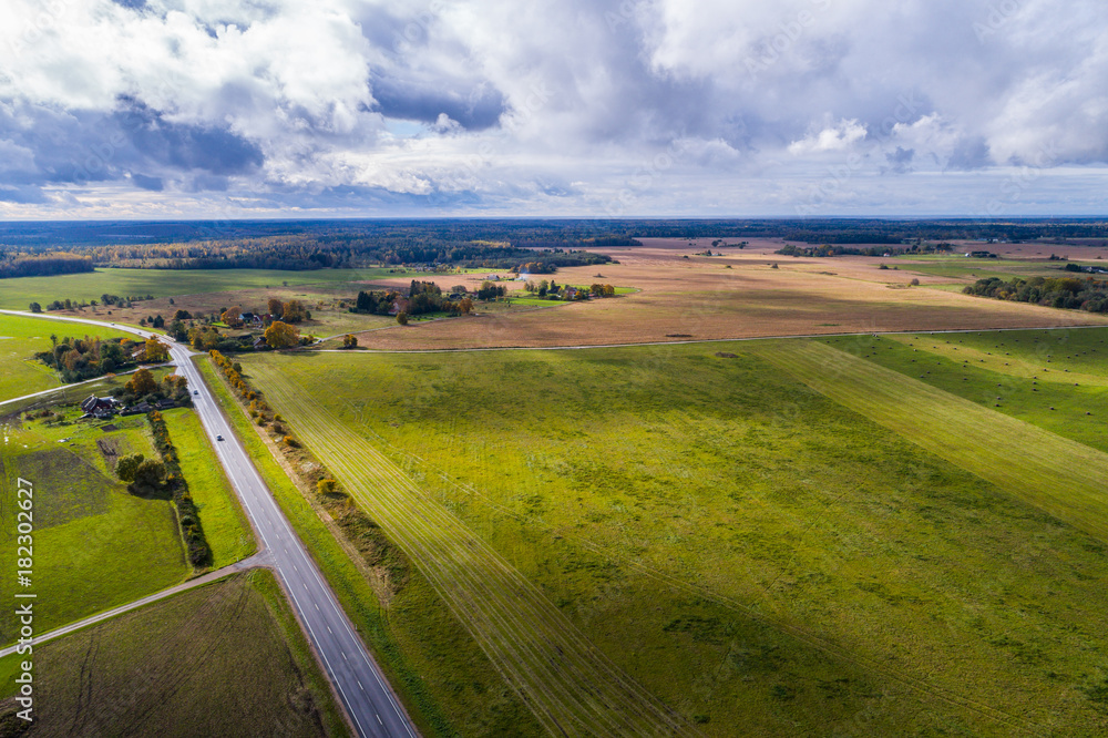Aerial view of amazing summer landscape. Fields and meadows from above. Aerial view of amazing summer landscape. Fields and meadows from above.
