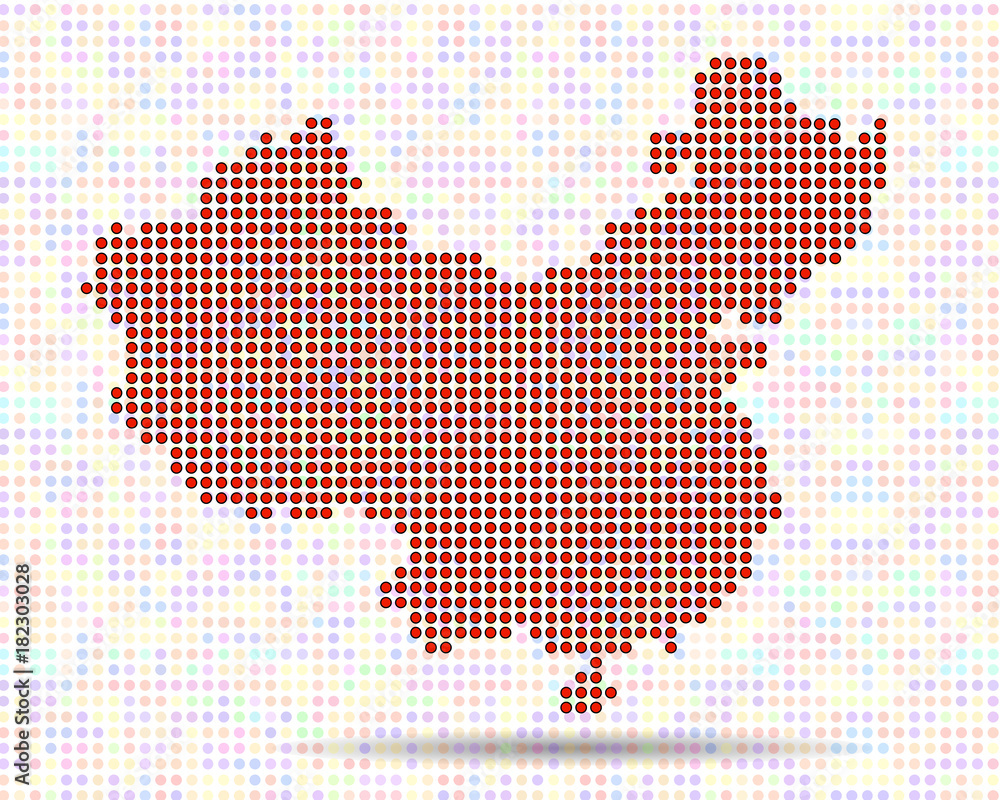 Abstract map of China, colorful dots. Vector illustration. Eps 10