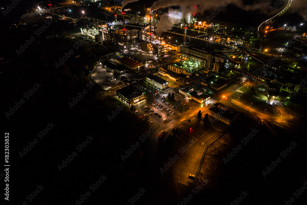 Aerial view of oil refinery. Industrial view at oil refinery plants ...