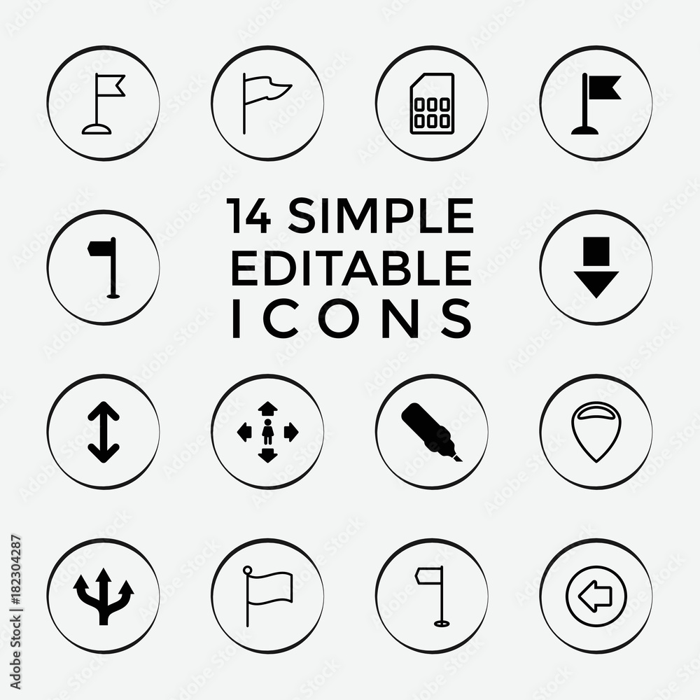 Set of 14 pointer filled and outline icons Set of 14 pointer filled and outline icons