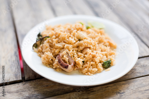 Thai fried rice with seafood