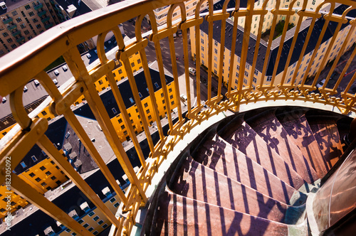 Photography Spiral staircase on top of a church in Copenhagen, Denmark