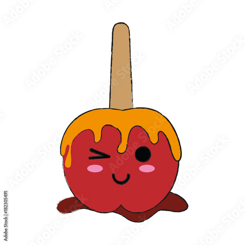 caramelized apple on stick cute kawaii cartoon
