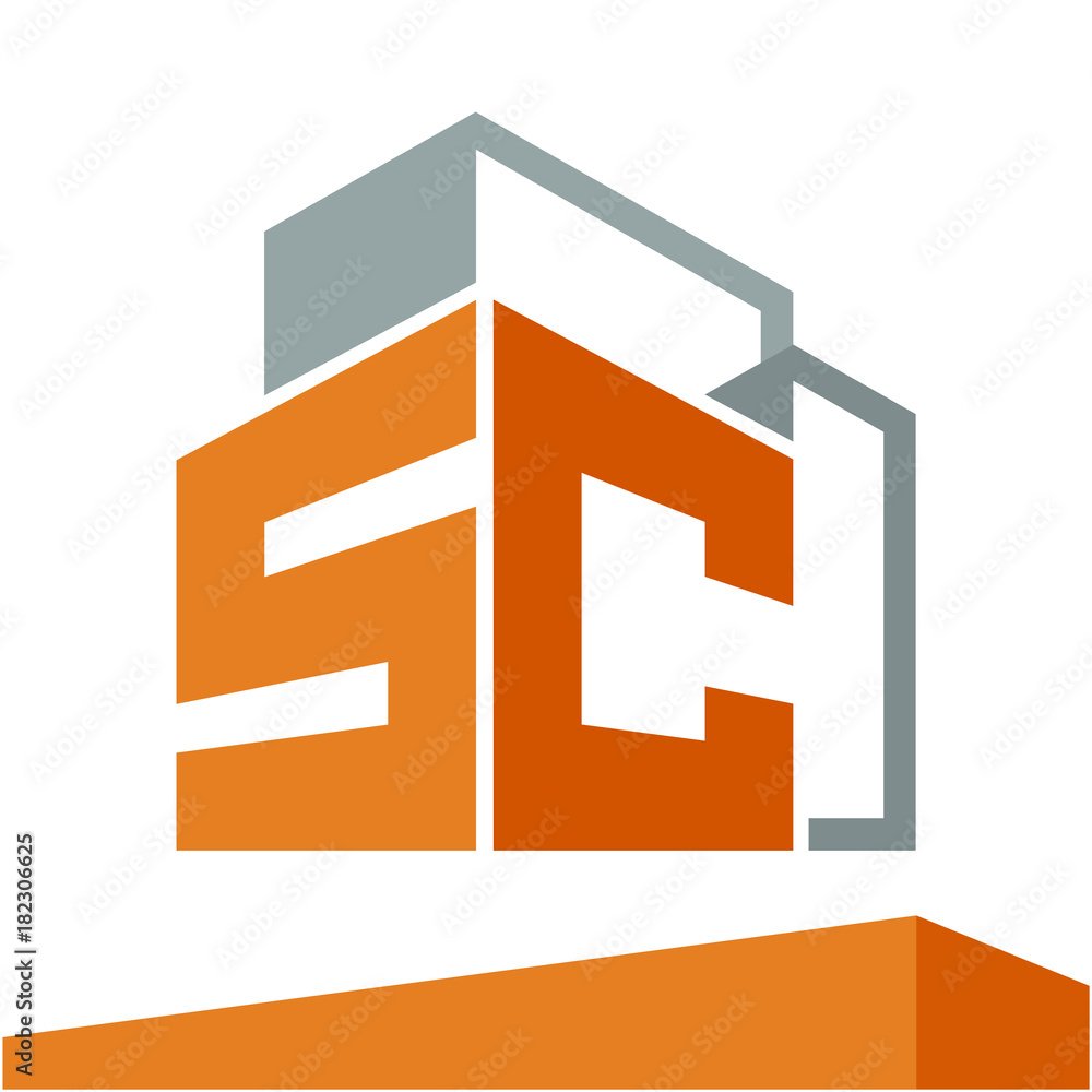 Icon logo initial for business development of construction services, with combination of letters S & C Icon logo initial for business development of construction services, with combination of letters S & C