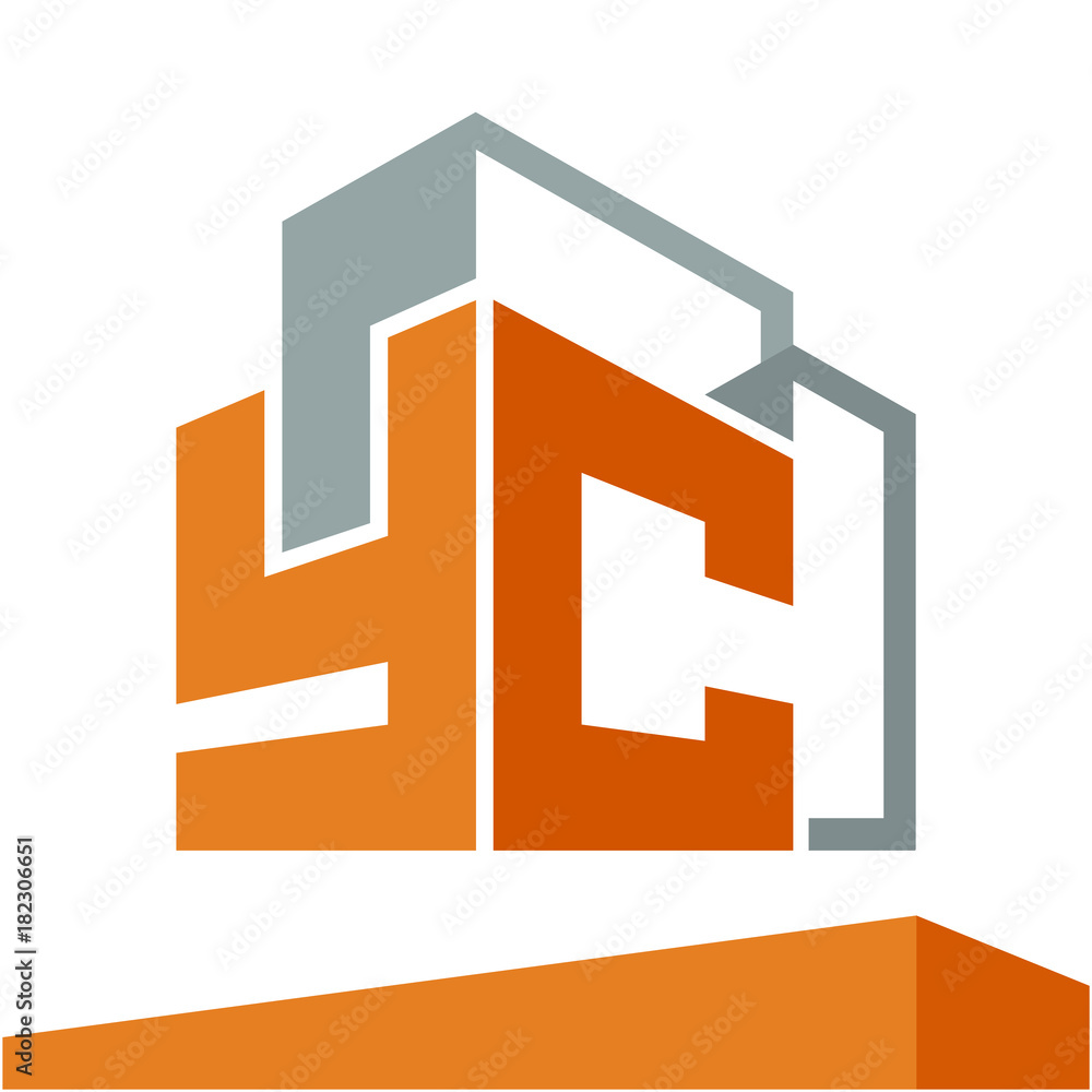 Icon logo initial for business development of construction services, with combination of letters Y & C Icon logo initial for business development of construction services, with combination of letters Y & C