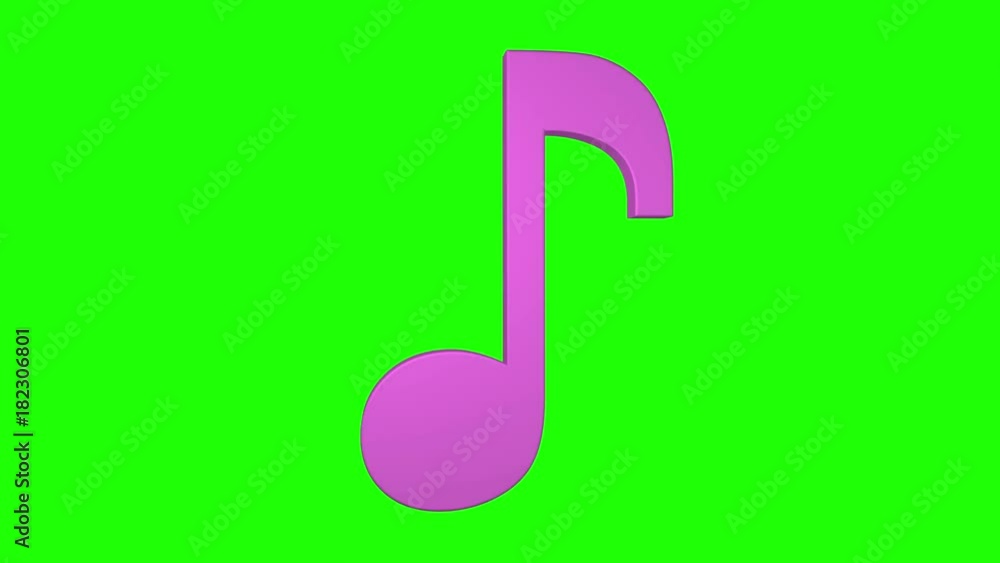 Musical note rotating loop 3d green screen pink Musical note rotating loop 3d green screen pink