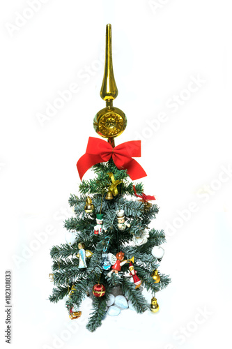 Decorated Christmas tree on a white background