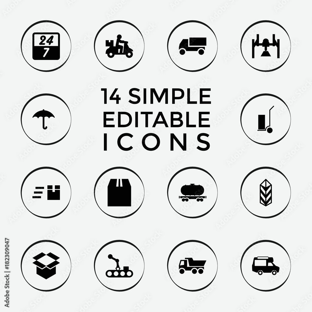 Set of 14 delivery filled icons Set of 14 delivery filled icons