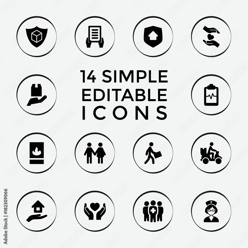 Set of 14 insurance filled icons