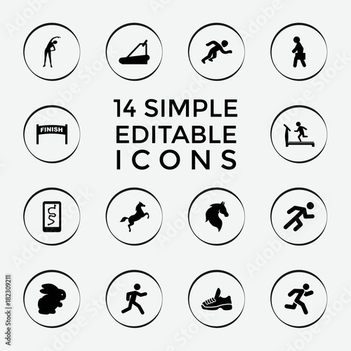 Set of 14 running filled icons