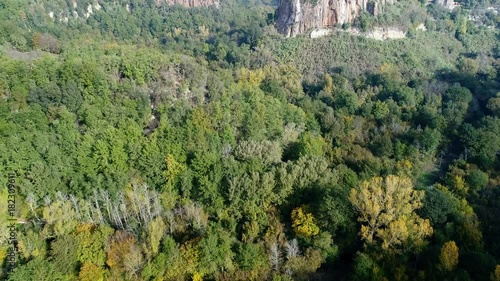 Aerial view of the village of Calcata in Viterbo 