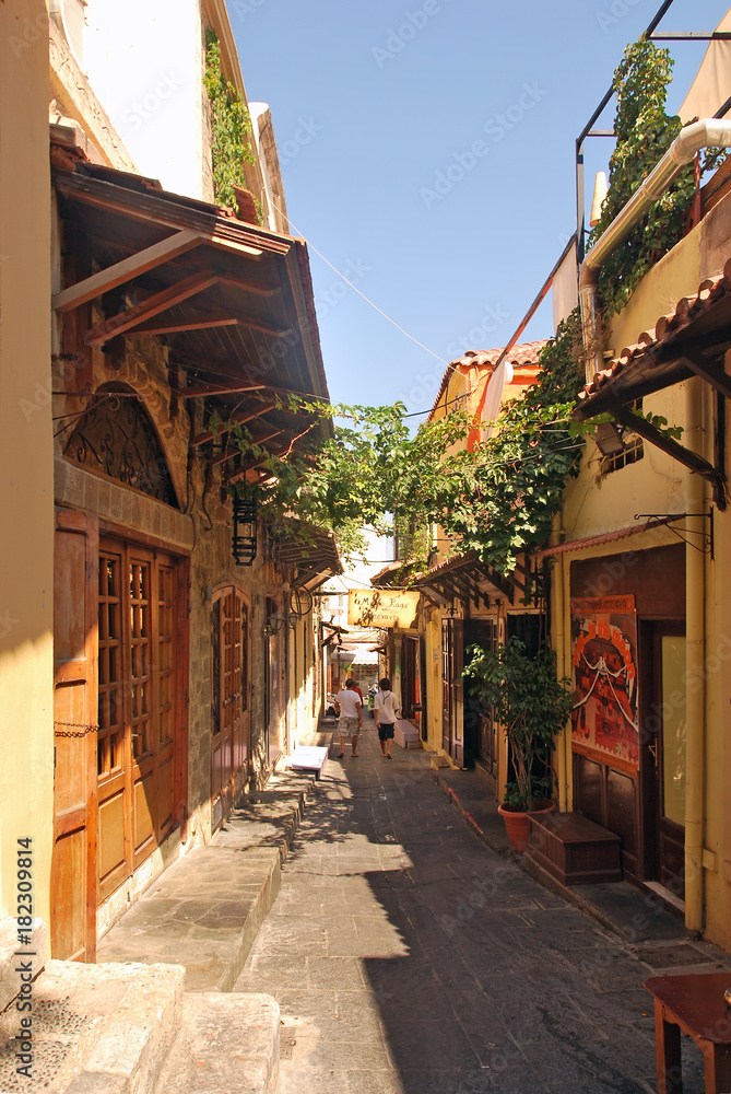 Street in the old town of Rhodes. Greece