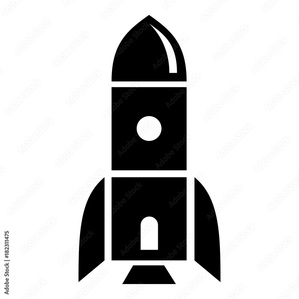 Rocket astronomy icon, simple black style Rocket astronomy icon, simple black style