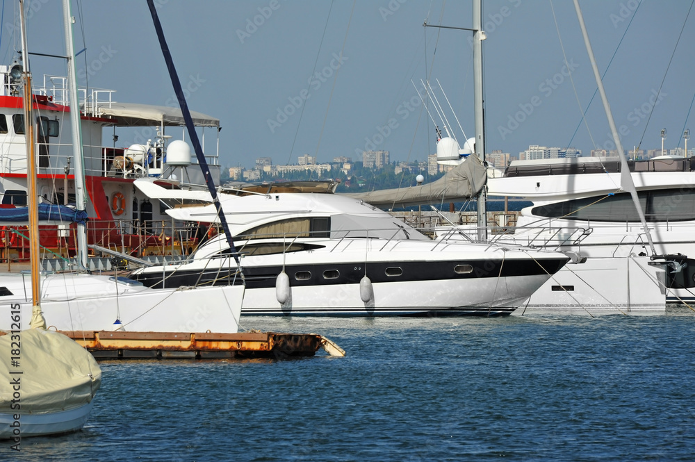 Fototapeta premium Motor yacht in jetty