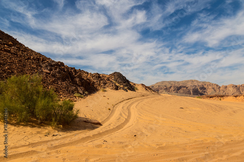 Sinai desert surrounded by mountains