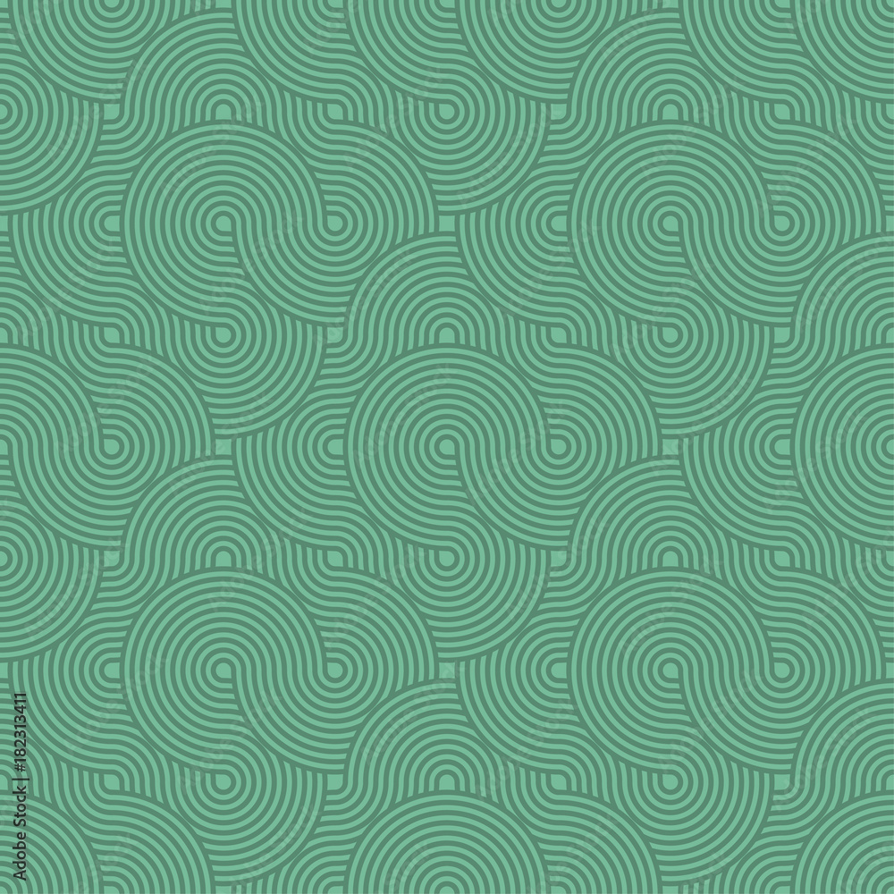Abstract Circle Pattern. Green Seamless Background in Vector