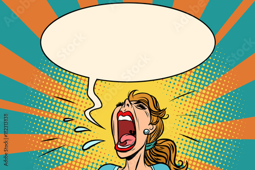 Girl pop art screams in panic