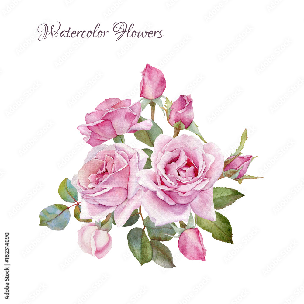 Bouquet of watercolor roses. Illustration