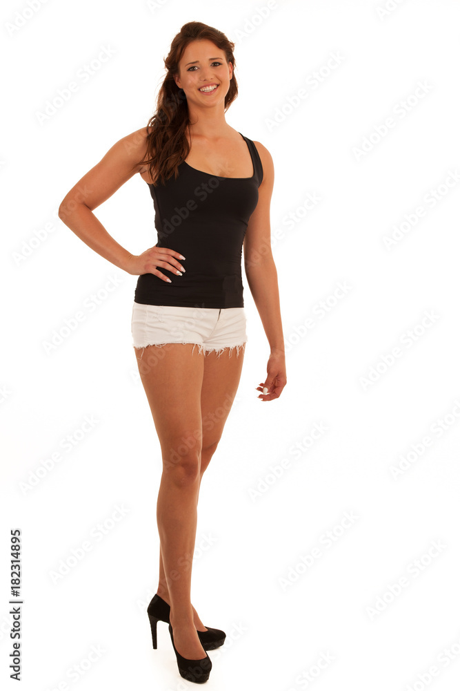 Portraot pf a beautiful young happy woman in summer dress isolated over white background Portraot pf a beautiful young happy woman in summer dress isolated over white background