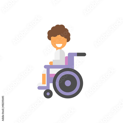 The patient is in the stroller. Flat illustration and icon.