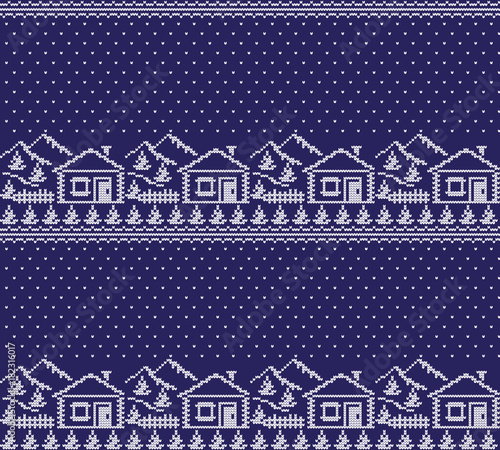 Winter festive Christmas knitted pattern woolen knitted