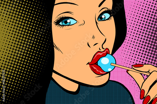 woman with Lollipop candy and sweets