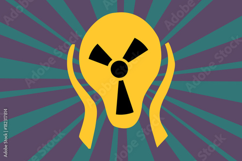 Caution radiation sign in the form of screaming terror head