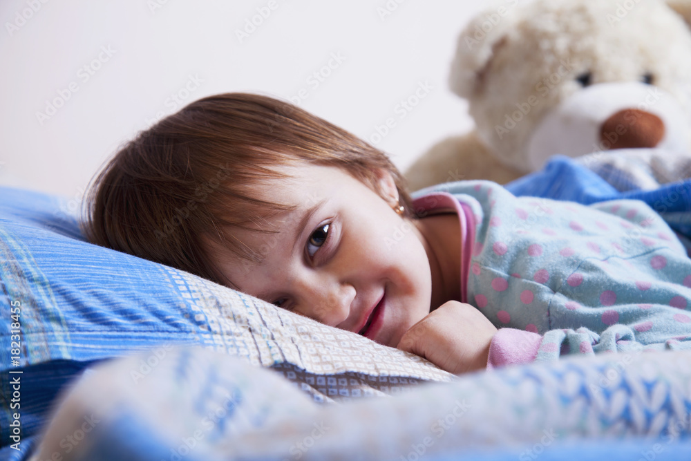Happy funny child girl before bedtime (Childhood, laughter, security, joy, reliability concept) Happy funny child girl before bedtime (Childhood, laughter, security, joy, reliability concept)