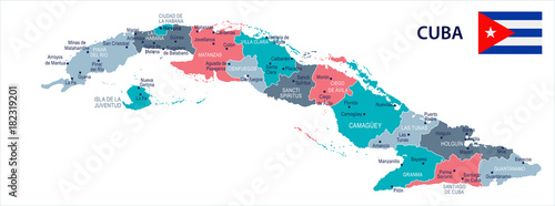 Cuba - map and flag - Detailed Vector Illustration photo