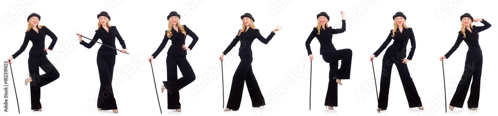 Fototapeta premium Girl in classic male suit isolated on white