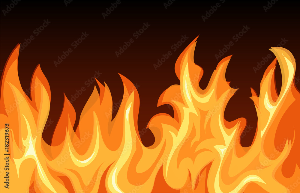 Fire flames on dark background, illustration. Fire flames on dark background, illustration.
