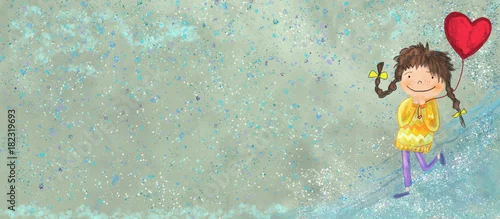 Obraz Dziewczyna i serce Malowanie na płótnie. Bacground