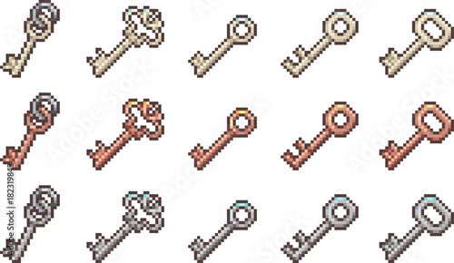 Set of keys in pixel style