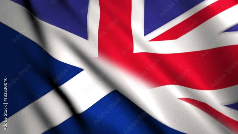 British and Scottish flags, blended together concept for Scottish independence referendum British and Scottish flags, blended together concept for Scottish independence referendum