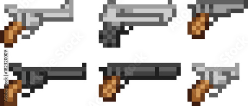 Set of weapon icons in pixel style