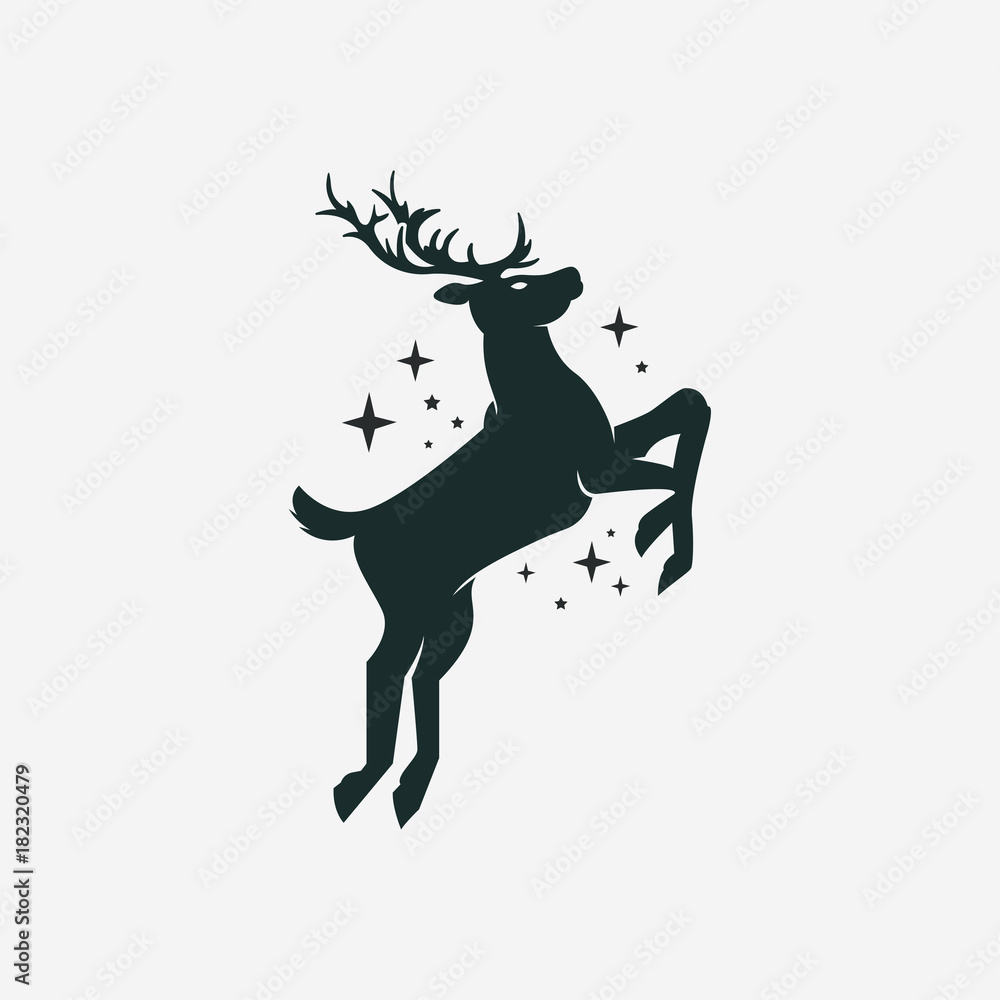 Illustration of the silhouette of a deer with stars Illustration of the silhouette of a deer with stars