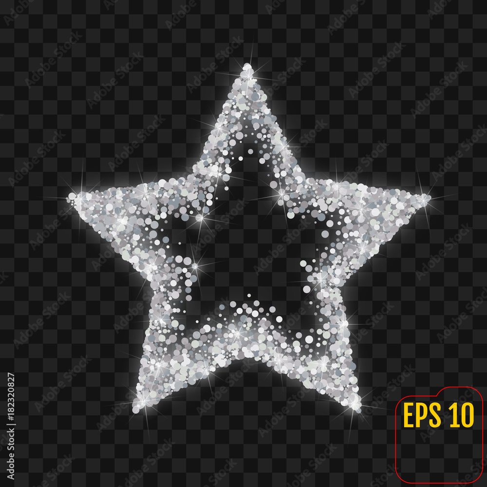 Modern silver confetti star christmas tree on transparent background Modern silver confetti star christmas tree on transparent background