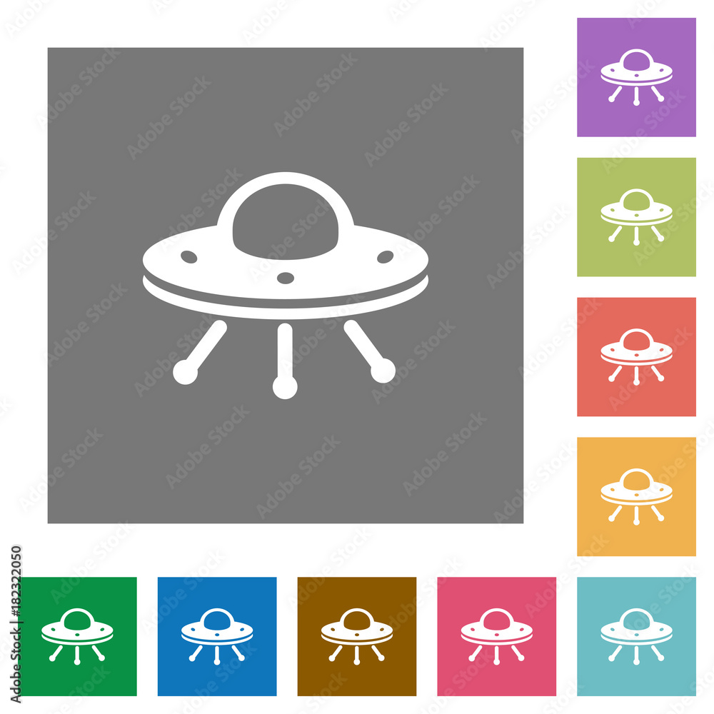 UFO square flat icons