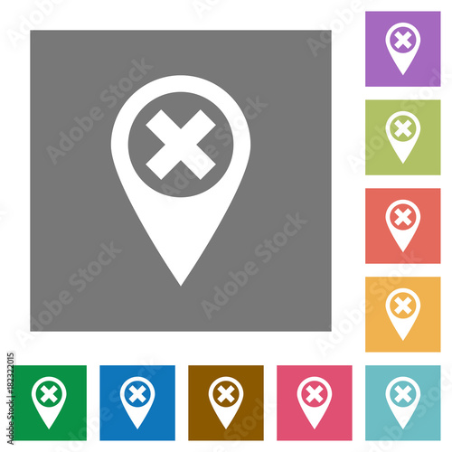 Cancel GPS map location square flat icons