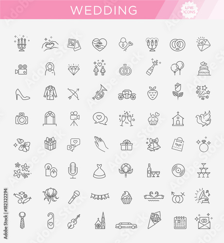 Outline web icon set wedding