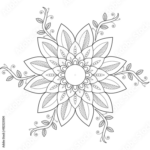 Vector illustration of a floral decoration for coloring book, decorazione floreale vettoriale da colorare