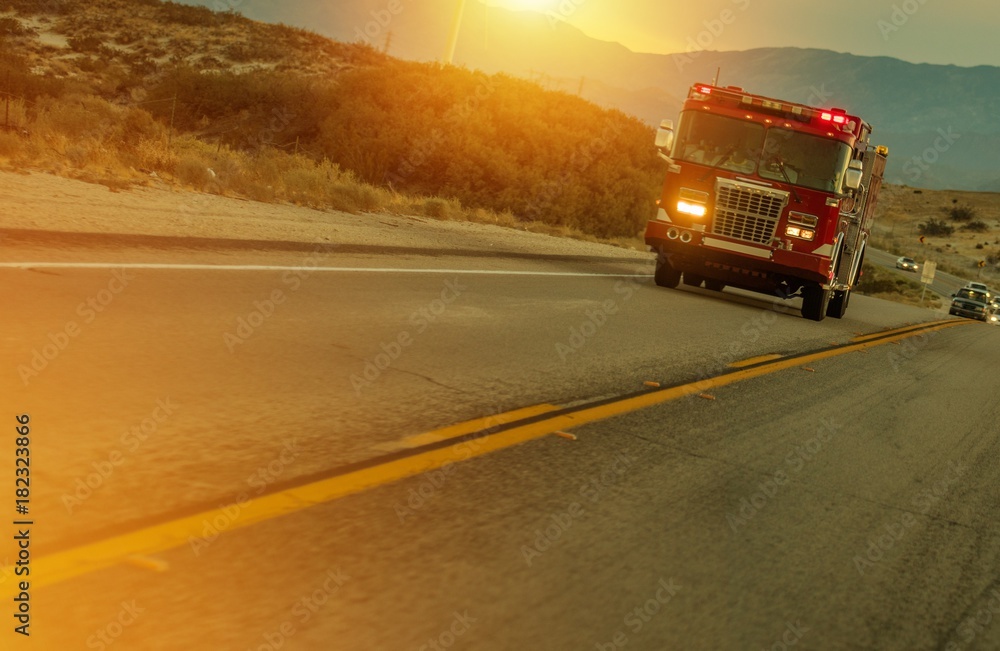 Firetruck Speeding on Highway