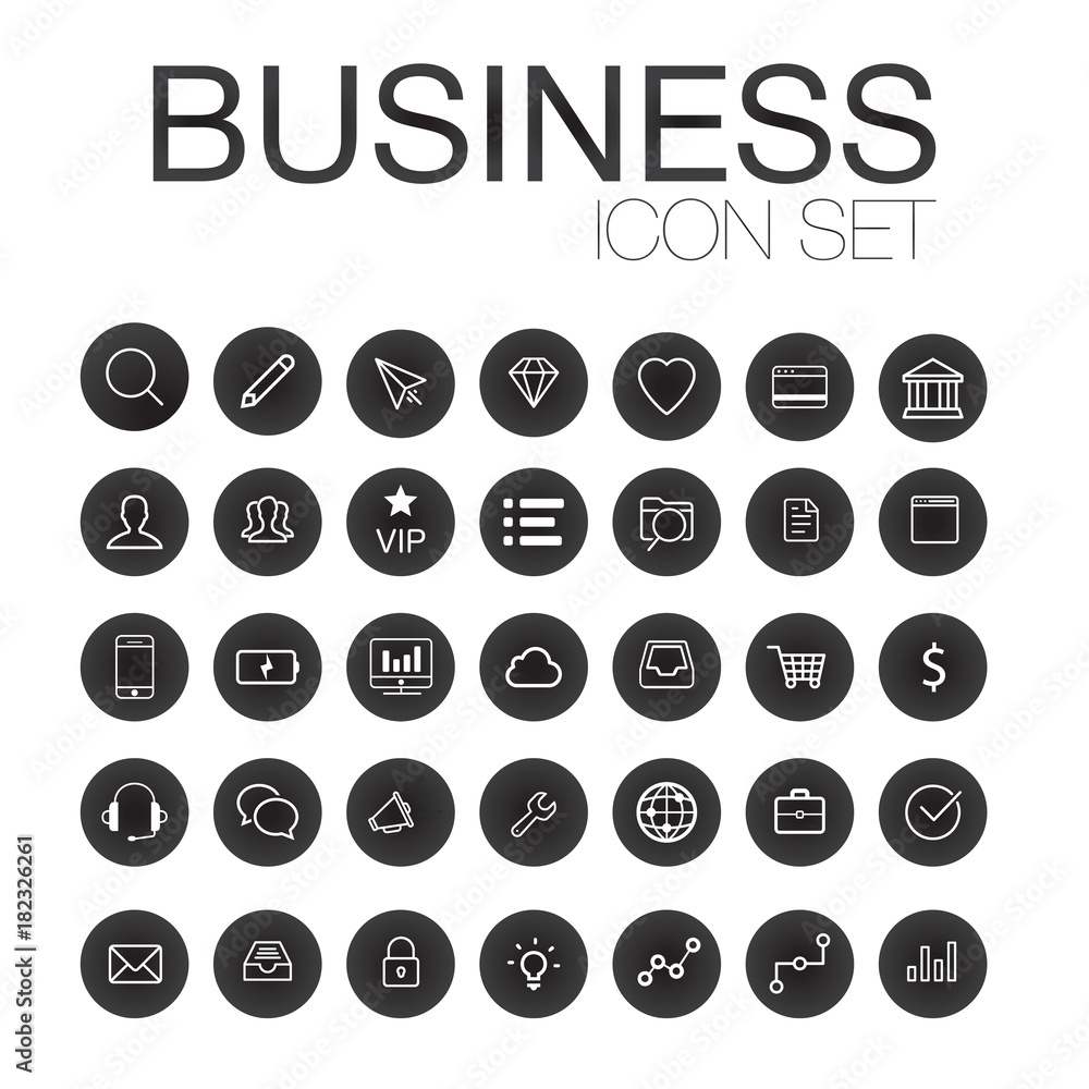 Set of web line icons for business, finance and communication Set of web line icons for business, finance and communication