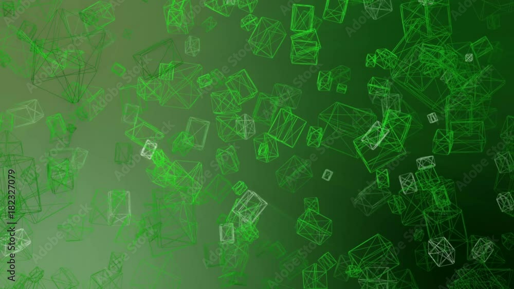 flying green rectangular 3d shape. computer graphics flying green rectangular 3d shape. computer graphics