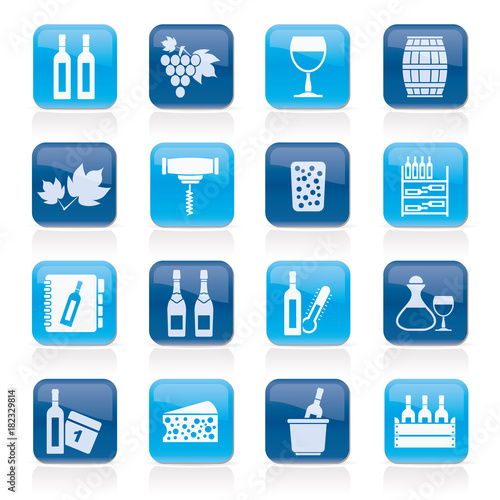 Wine industry objects icons -vector icon set