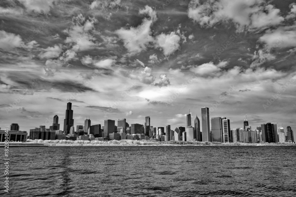 Chicago waterfront in infrared