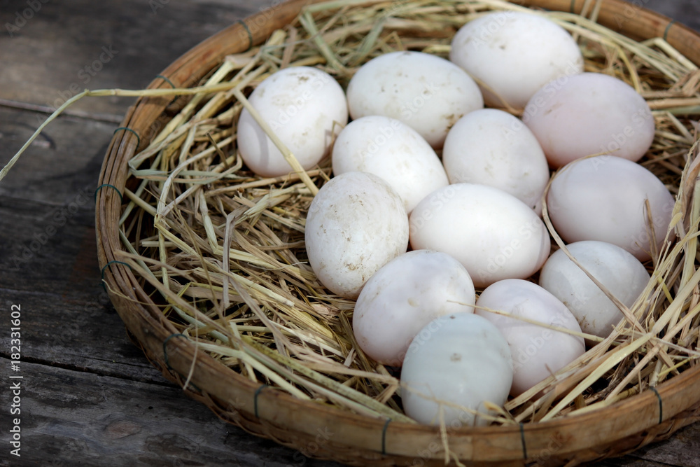 duck eggs in the wicker baskets duck eggs in the wicker baskets