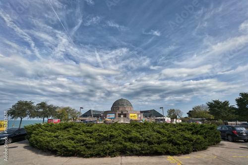 Adler Planetarium and bushes