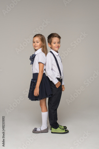 Happy young couple go to first day of school