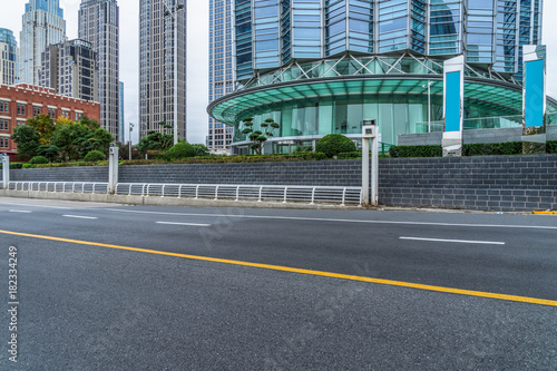 Empty urban road and modern skyline in Tianjin